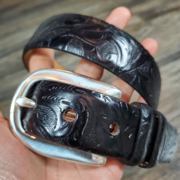 Annabella Genuine Leather Black Belt Size Medium Minimalist Classic Preppy - Picture 4 of 7